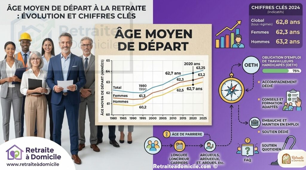 age moyen de depart a la retraite en france