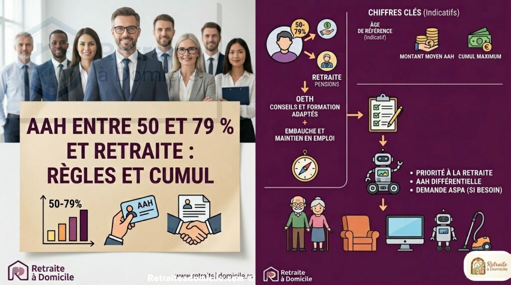 aah entre 50 et 79 % et retraite