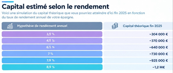 capital estimé selon rendement